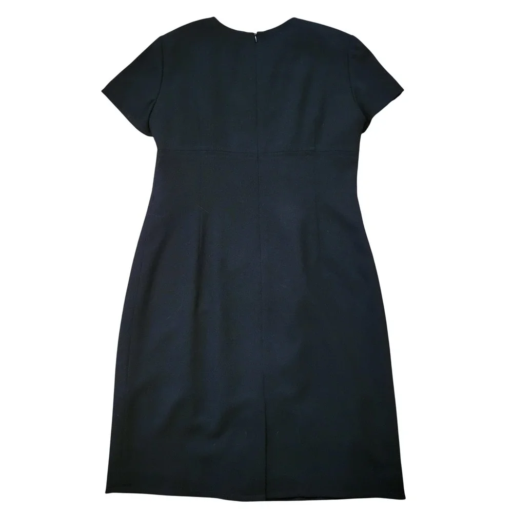 Talbots 10P Sheath Dress Black Wool Short Sleeve Empire Waist Vintage Whimsigoth